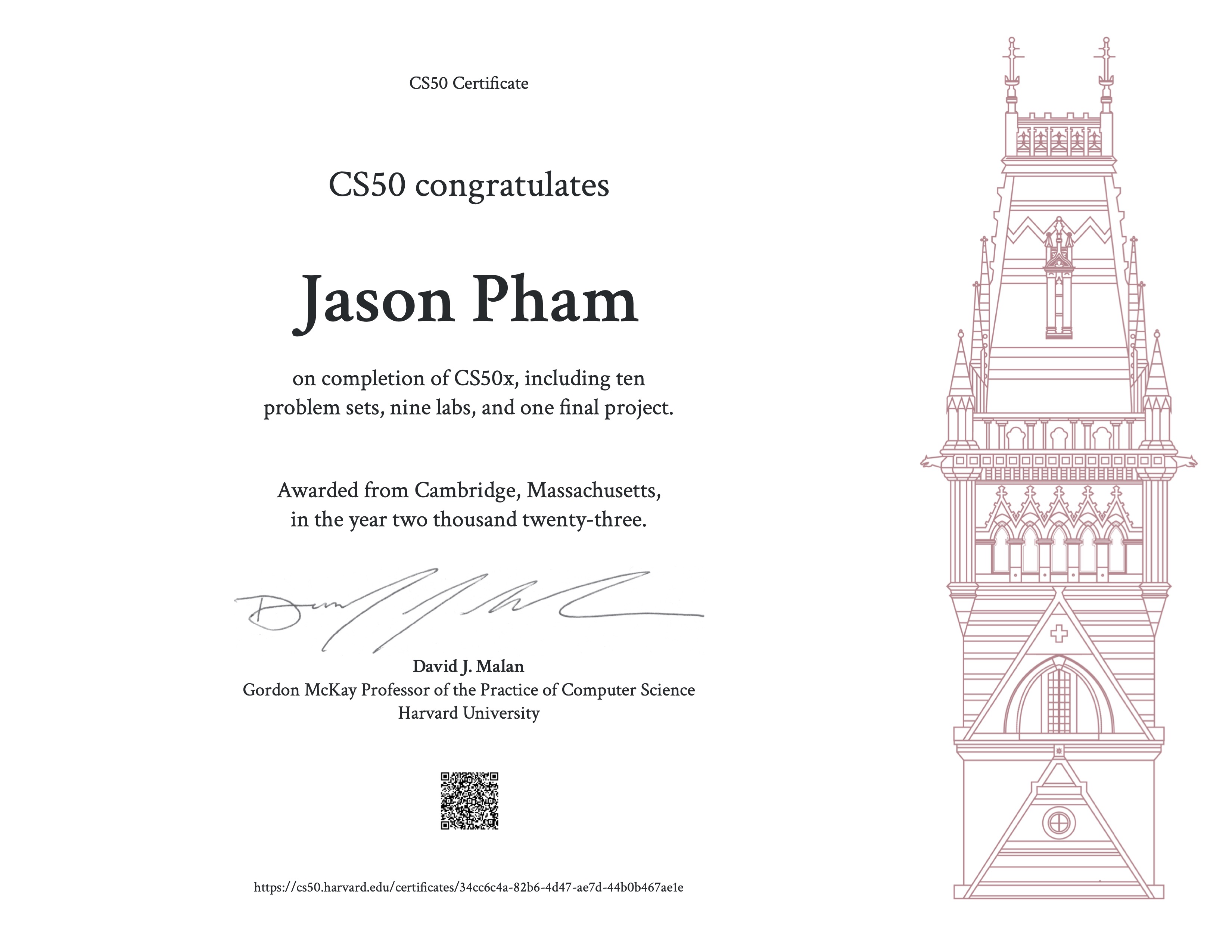 Harvard CS50 Certification